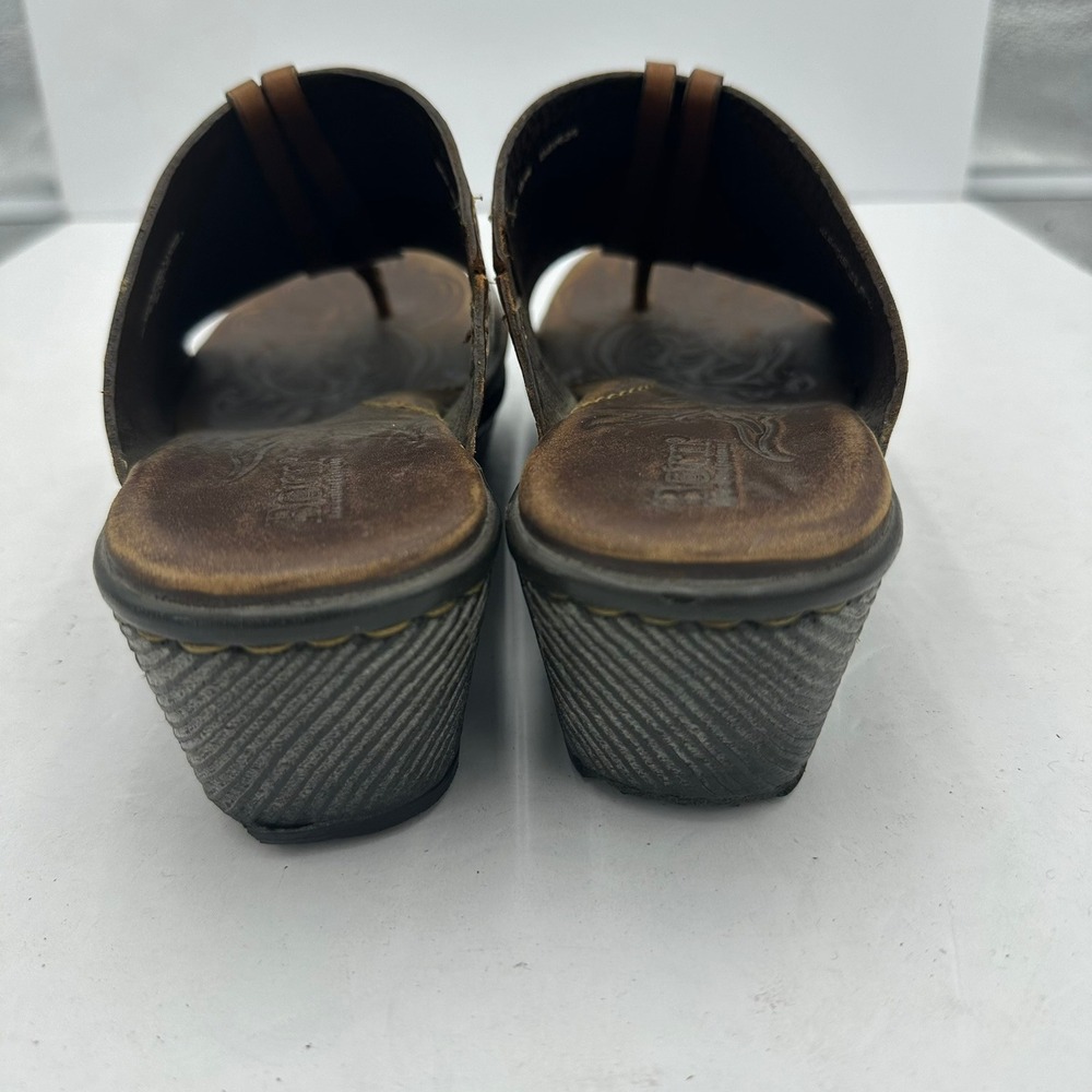Born Womens Y2K Leather Wedge Thong Slide Sandals Size 8 Platform Boho Hippie - Picture 5 of 11